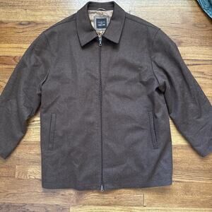 Carmel Zhao Full Zip Jacket Coat BROWN Size XL WOOL & Cashmere